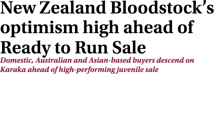 New Zealand Bloodstock’s optimism high ahead of Ready to Run Sale Domestic, Australian and Asian based buyers descend...