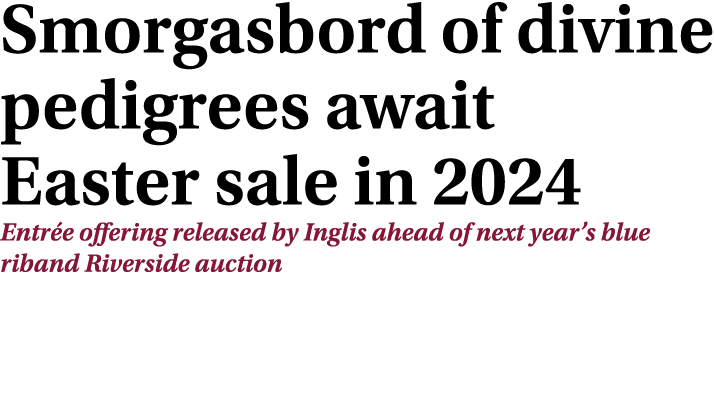 Smorgasbord of divine pedigrees await Easter sale in 2024 Entr e offering released by Inglis ahead of next year’s blu...