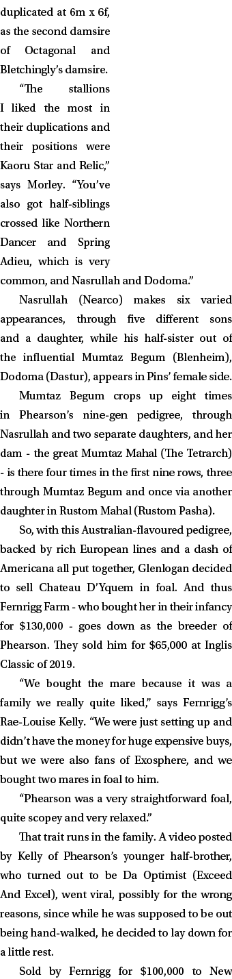 duplicated at 6m x 6f, as the second damsire of Octagonal and Bletchingly’s damsire. “The stallions I liked the most ...