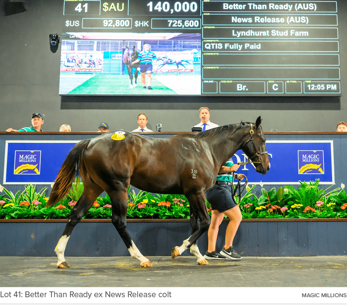 Lot 41: Better Than Ready ex News Release colt magic million