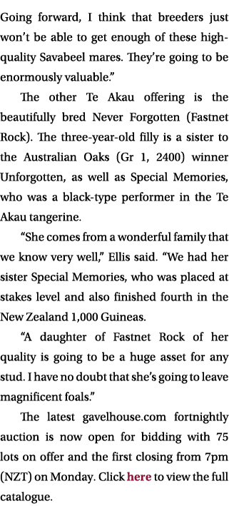 Going forward, I think that breeders just won’t be able to get enough of these high quality Savabeel mares. They’re g...