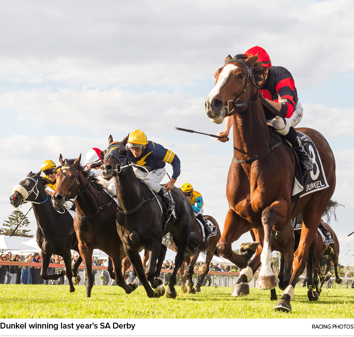 Dunkel winning last year's SA Derby racing photo