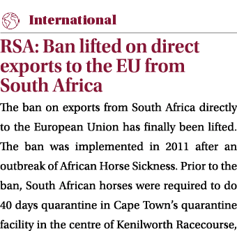  ￼ RSA: Ban lifted on direct exports to the EU from South Africa The ban on exports from South Africa directly to the...