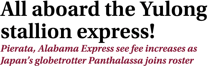 All aboard the Yulong stallion express! Pierata, Alabama Express see fee increases as Japan’s globetrotter Panthalass...