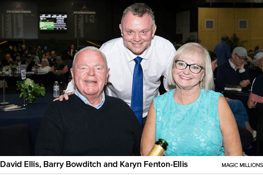 David Ellis, Barry Bowditch and Karyn Fenton Ellis magic million