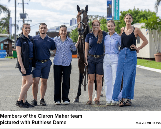 Members of the Ciaron Maher team pictured with Ruthless Dame magic million