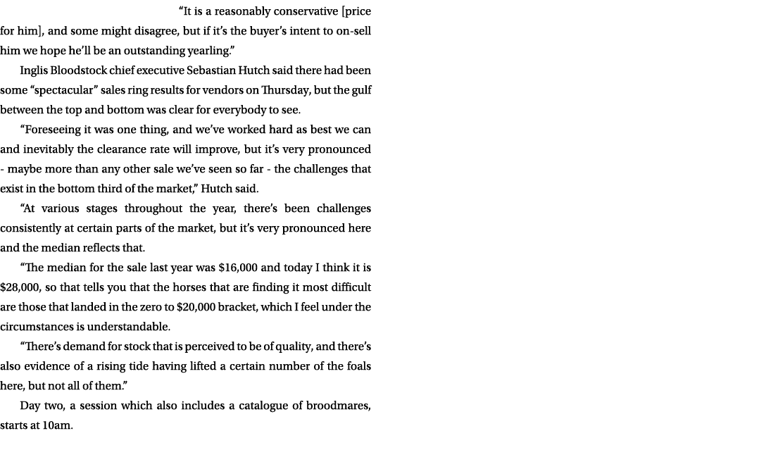 “It is a reasonably conservative [price for him], and some might disagree, but if it’s the buyer’s intent to on sell ...