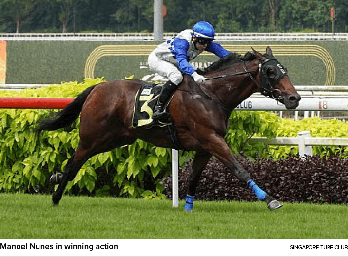 Manoel Nunes in winning action singapore turf clu