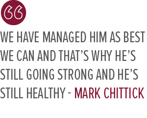 We have managed him as best we can and that’s why he’s still going strong and he’s still healthy Mark Chittic