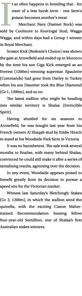 It so often happens in breeding that for want of a less harsh term one farm’s poison becomes another’s meat. Merchant...