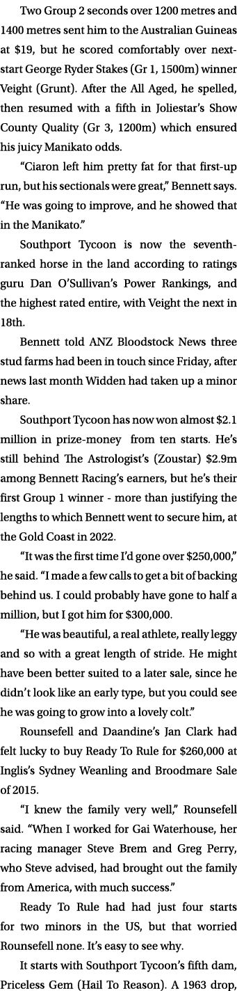 Two Group 2 seconds over 1200 metres and 1400 metres sent him to the Australian Guineas at $19, but he scored comfort...