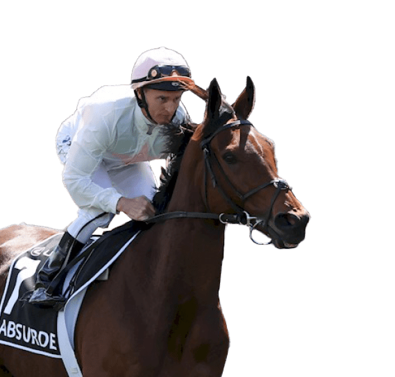 Absurde (FR) ridden by Zac Purton (HK) on the way to the barriers prior to the running of the Lexus Melbourne Cup at Flemington Racecourse on November 07, 2023 in Flemington, Australia. (Photo by George Sal/Racing Photos)