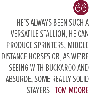 He’s always been such a versatile stallion, he can produce sprinters, middle distance horses or, as we’re seeing with...