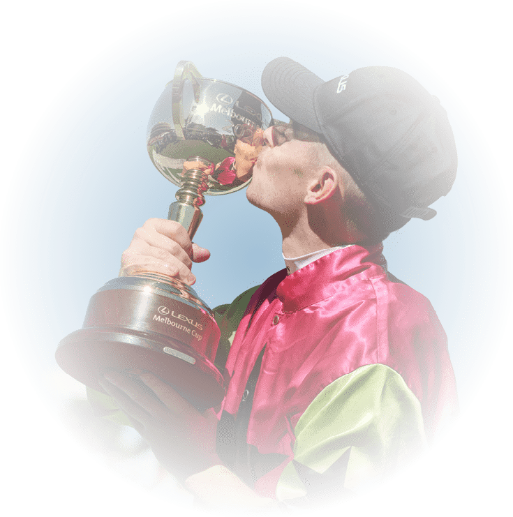 Robbie Dolan after winning the Lexus Melbourne Cup aboard Knight's Choice at Flemington Racecourse on November 05, 2024 in Flemington, Australia. (Photo by Dave Geraghty/Racing Photos via Getty Images)