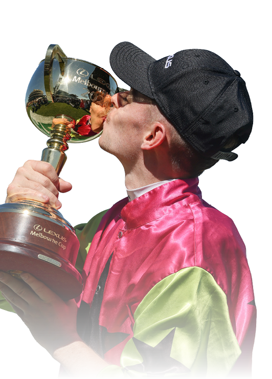 Robbie Dolan after winning the Lexus Melbourne Cup aboard Knight's Choice at Flemington Racecourse on November 05, 2024 in Flemington, Australia. (Photo by Dave Geraghty/Racing Photos via Getty Images)