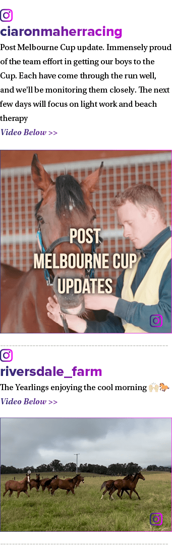 ￼ ciaronmaherracing Post Melbourne Cup update. Immensely proud of the team effort in getting our boys to the Cup. Eac...