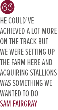 He could’ve achieved a lot more on the track but we were setting up the farm here and acquiring stallions was somethi...