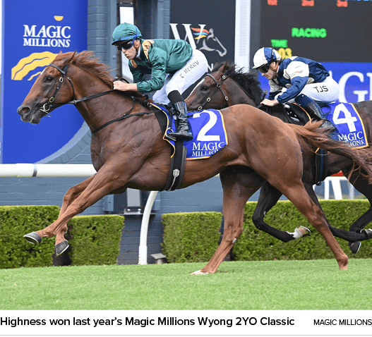 Highness won last year’s Magic Millions Wyong 2YO Classic magic million