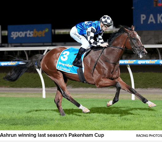 Ashrun winning last season's Pakenham Cup Racing Photo