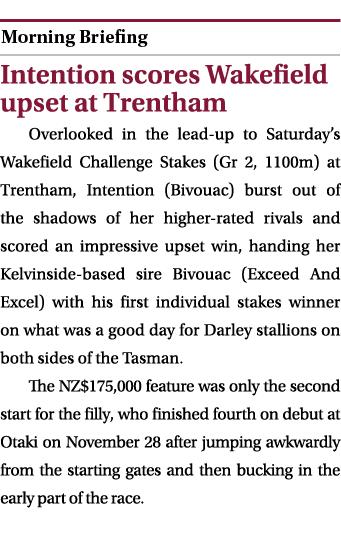  ￼ Intention scores Wakefield upset at Trentham Overlooked in the lead up to Saturday’s Wakefield Challenge Stakes (G...