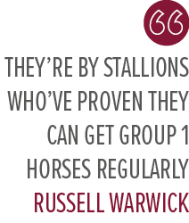 they’re by stallions who’ve proven they can get Group 1 horses regularly Russell Warwic