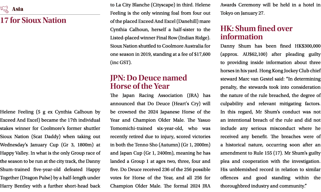 ￼ 17 for Sioux Nation Helene Feeling (5 g ex Cynthia Calhoun by Exceed And Excel) became the 17th individual stakes w...